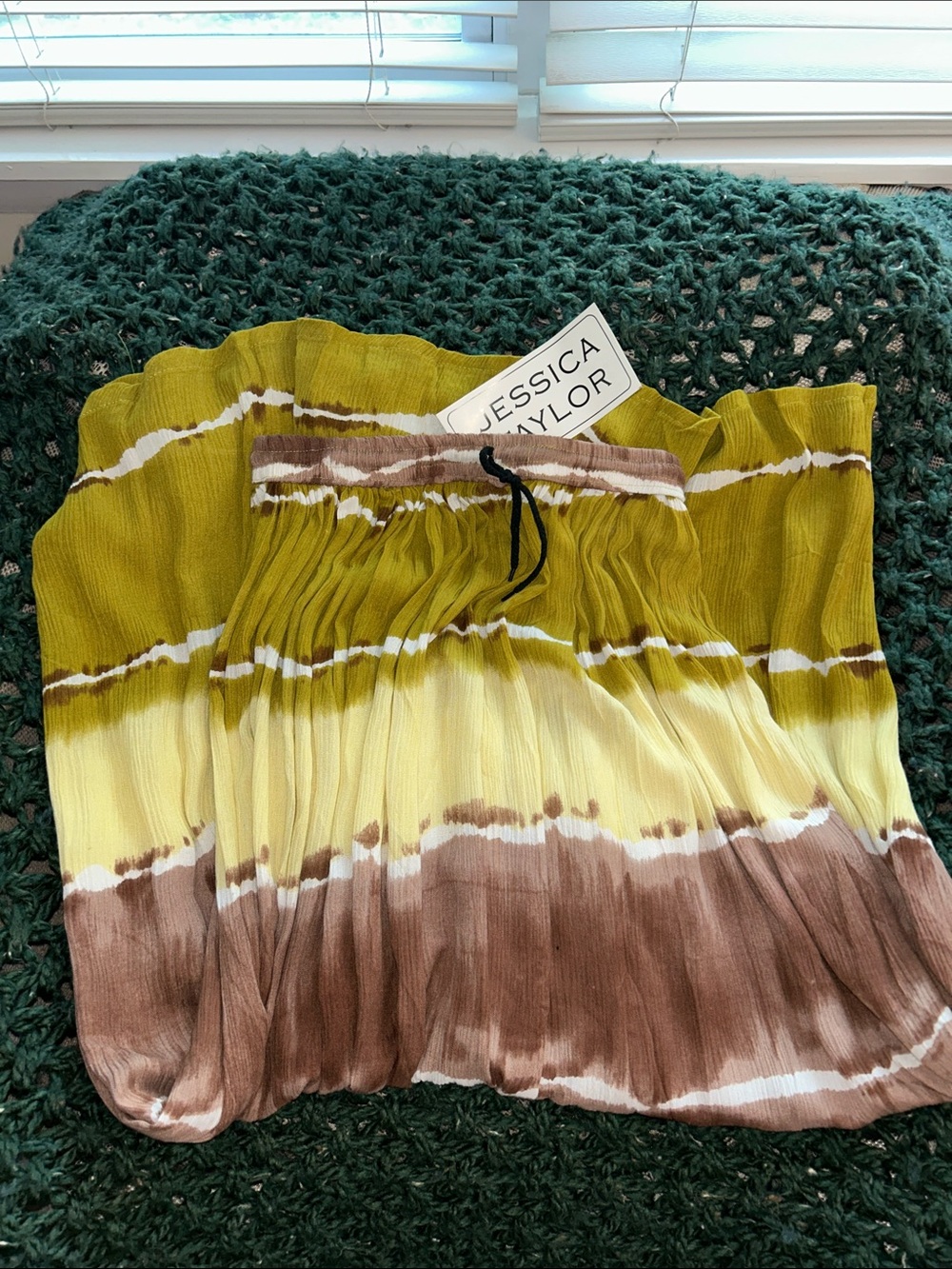 Jessica Taylor Olive Green & Brown Tie-Dye Maxi Skirt